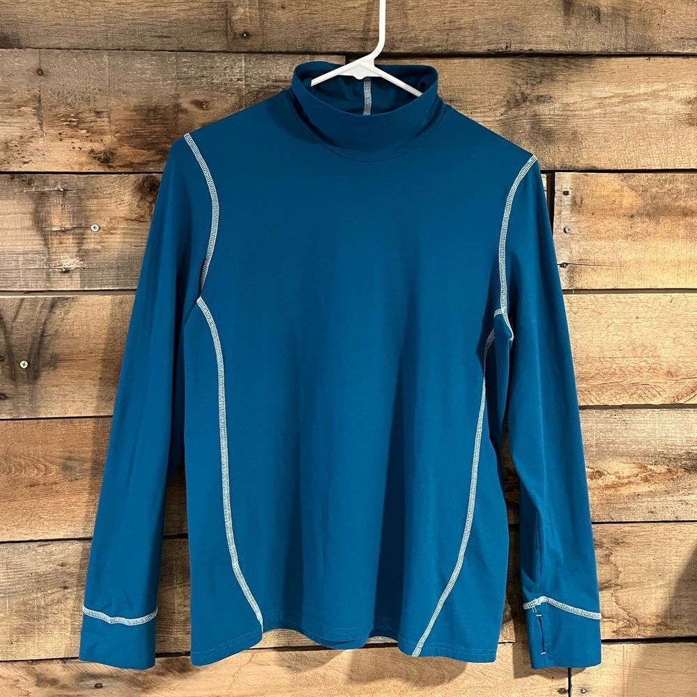 Eastern Mountain Sports teal long sleeve mock neck shirt - L